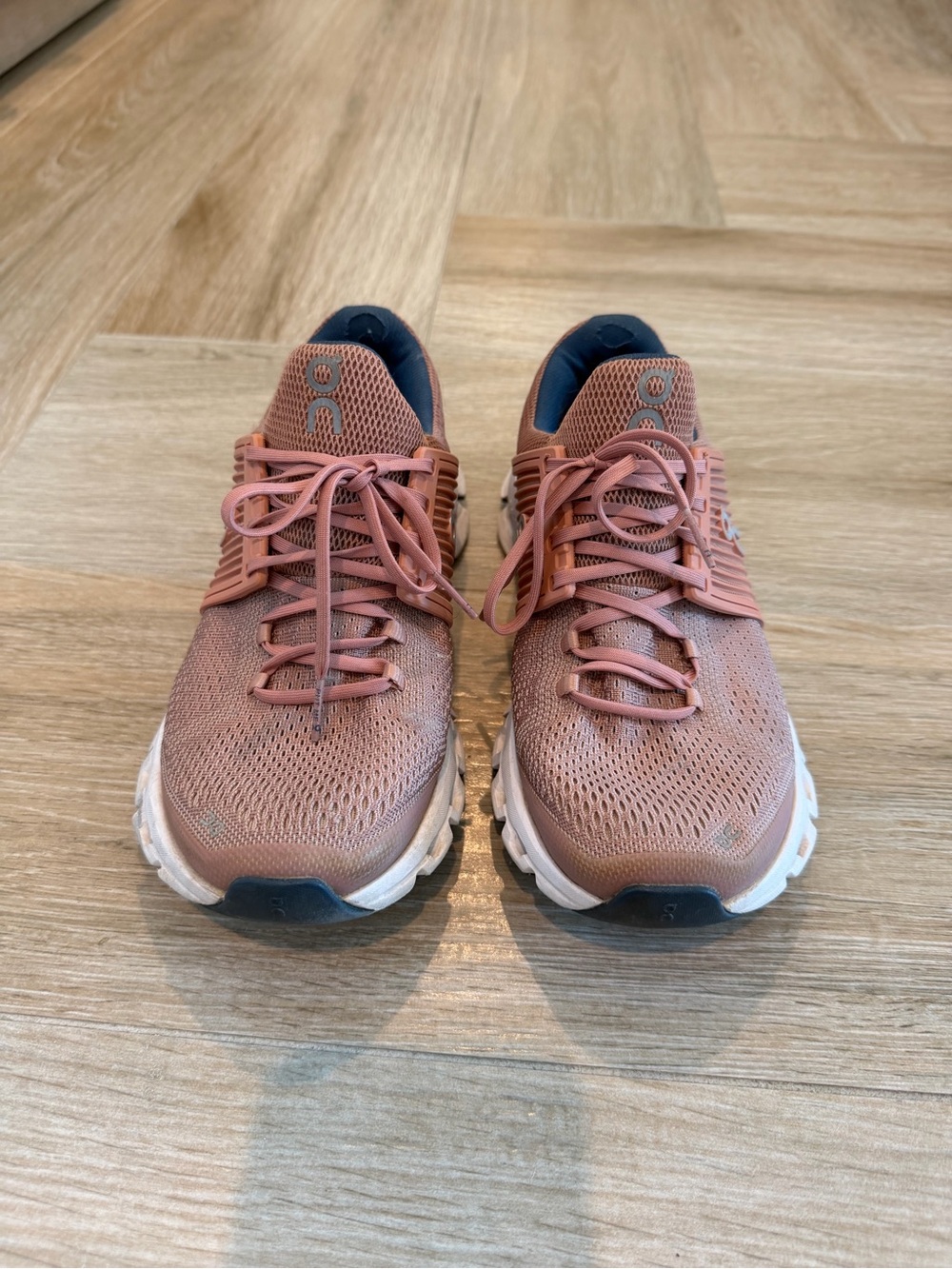 On Running Women's Running Shoes in Dusty Rose with Navy Lining